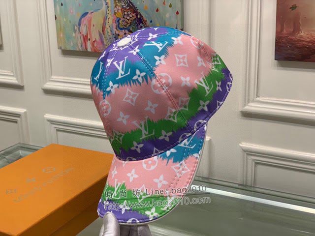LV男女同款帽子 路易威登彩色漸變印花鴨舌帽棒球帽  mm1369
